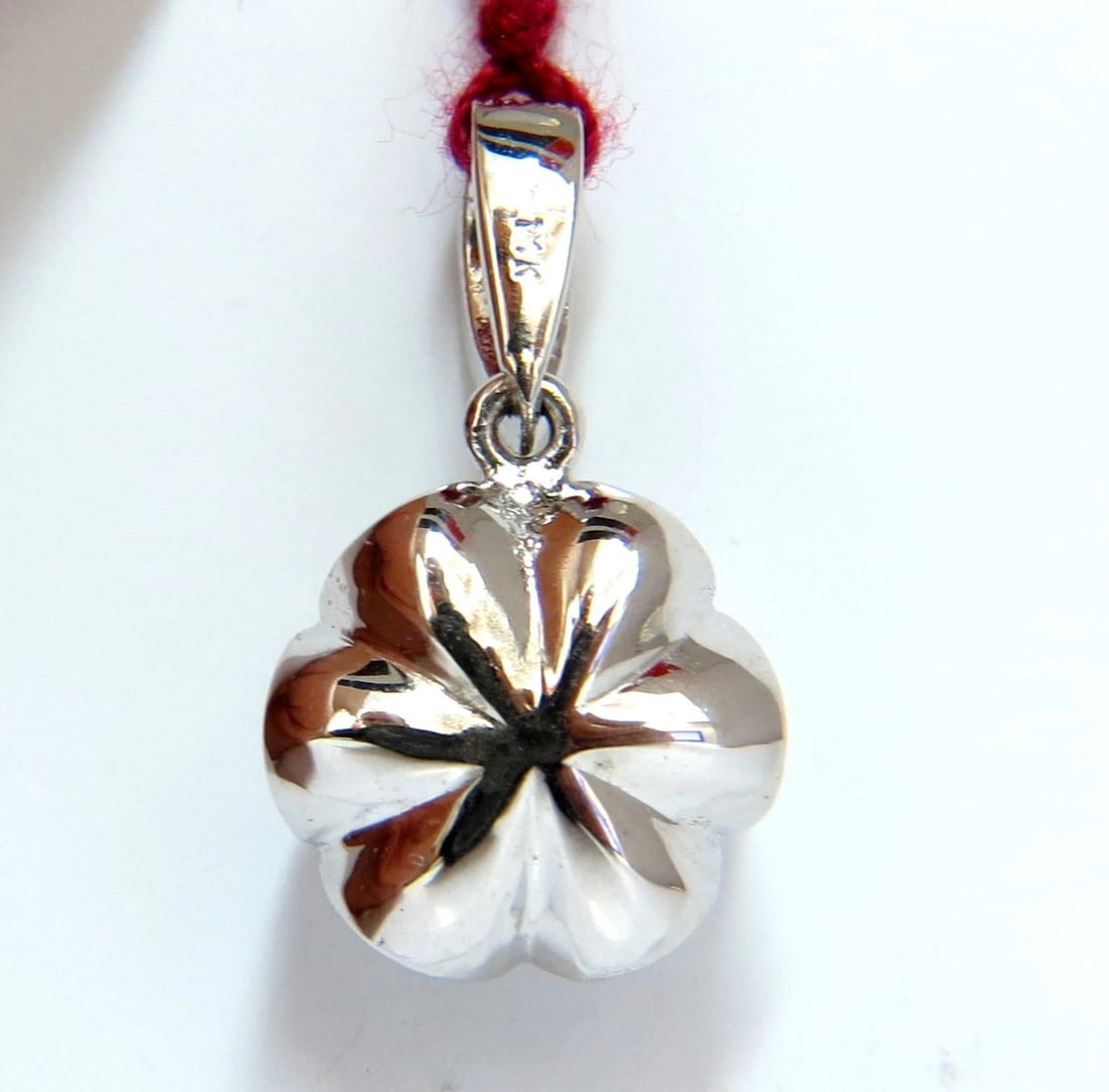 1.01CT NATURAL DIAMONDS CLUSTER RAISED CLOVER PENDANT 14KT G/VS+ - 2