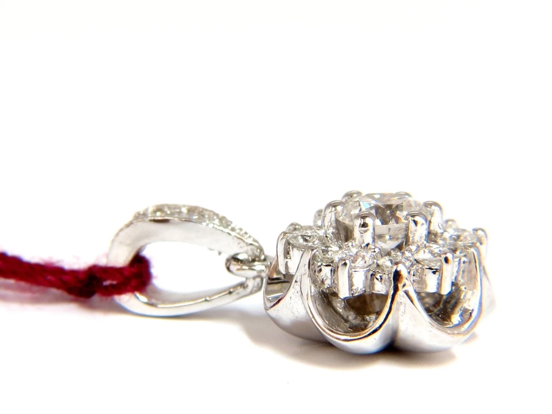 1.01CT NATURAL DIAMONDS CLUSTER RAISED CLOVER PENDANT 14KT G/VS+ - 7
