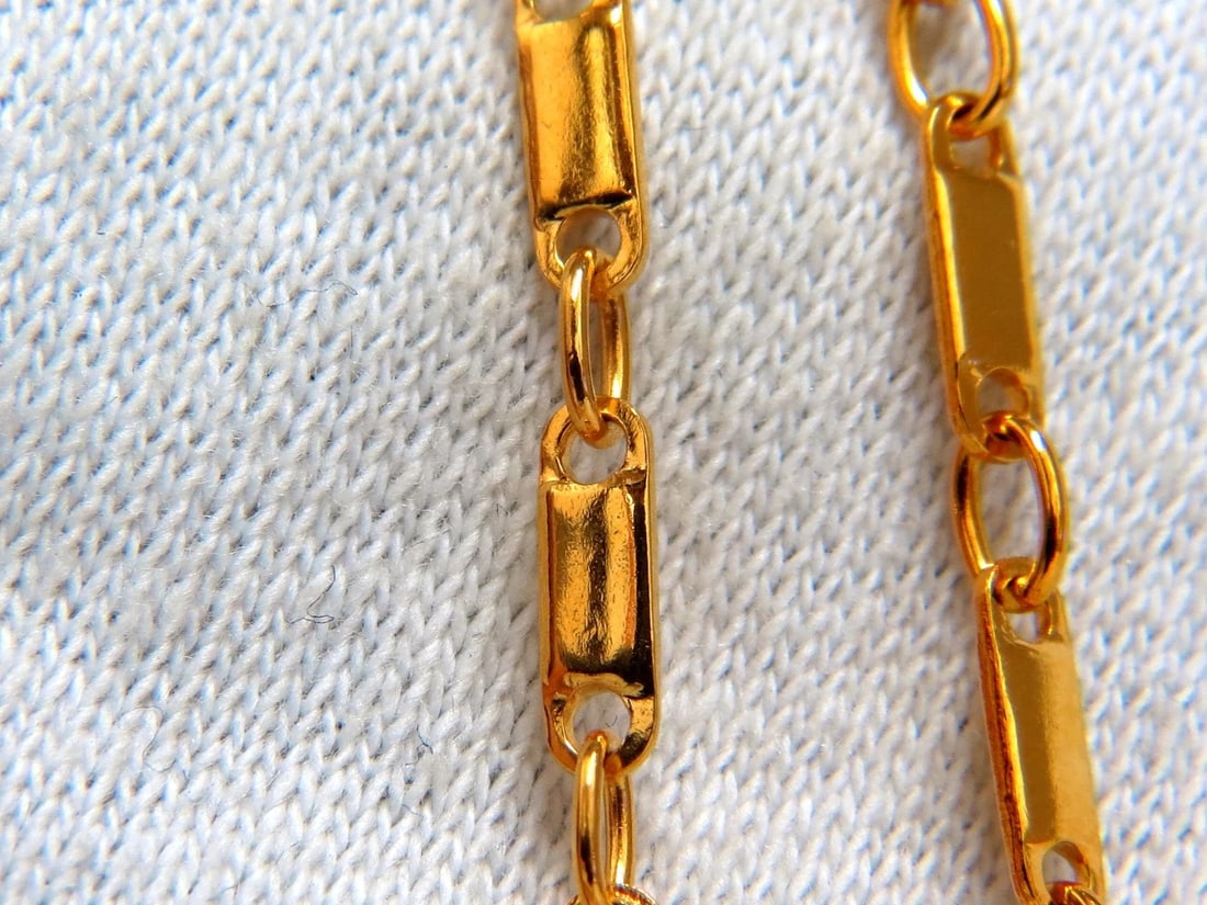 2.70ct natural orange brown sapphire diamonds necklace 18kt 14.25 inch - 3