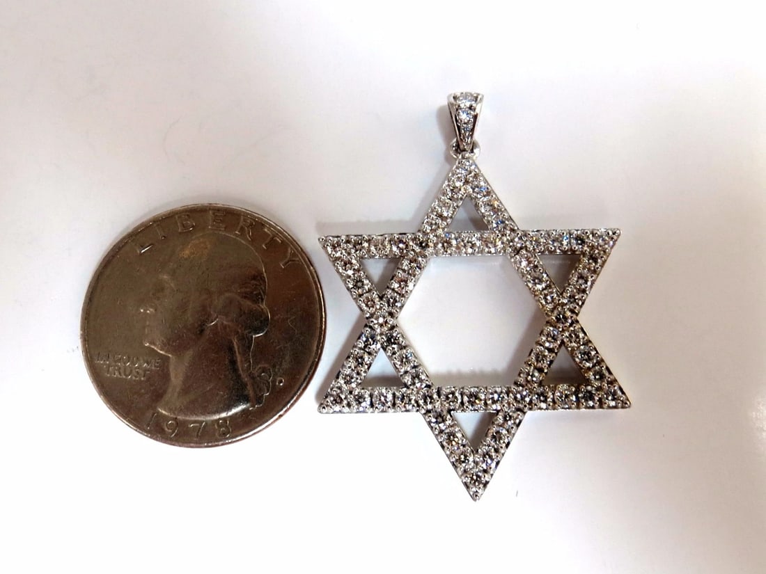 1.80ct round natural diamonds star pendant 14kt huge+ - 4