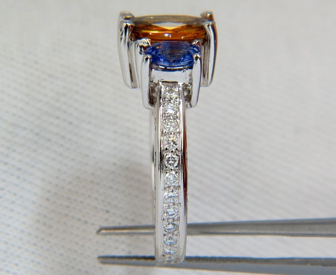 3.68CT NATURAL FANCY VIVID YELLOW BROWN SAPPHIRE TANZANITE DIAMONDS RING 14KT - 5