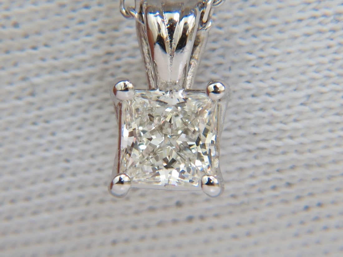 GIA 1.01CT BRILLIANT PRINCESS CUT DIAMOND SOLITAIRE PENDANT H/VVS1 14kt - 7