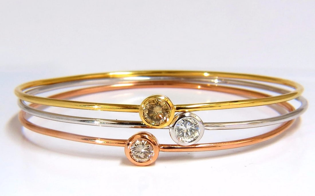 1.18CT Stackable Bangles Diamonds Bracelet 14KT Fancy Color Mod Interlock (1 of 5)
