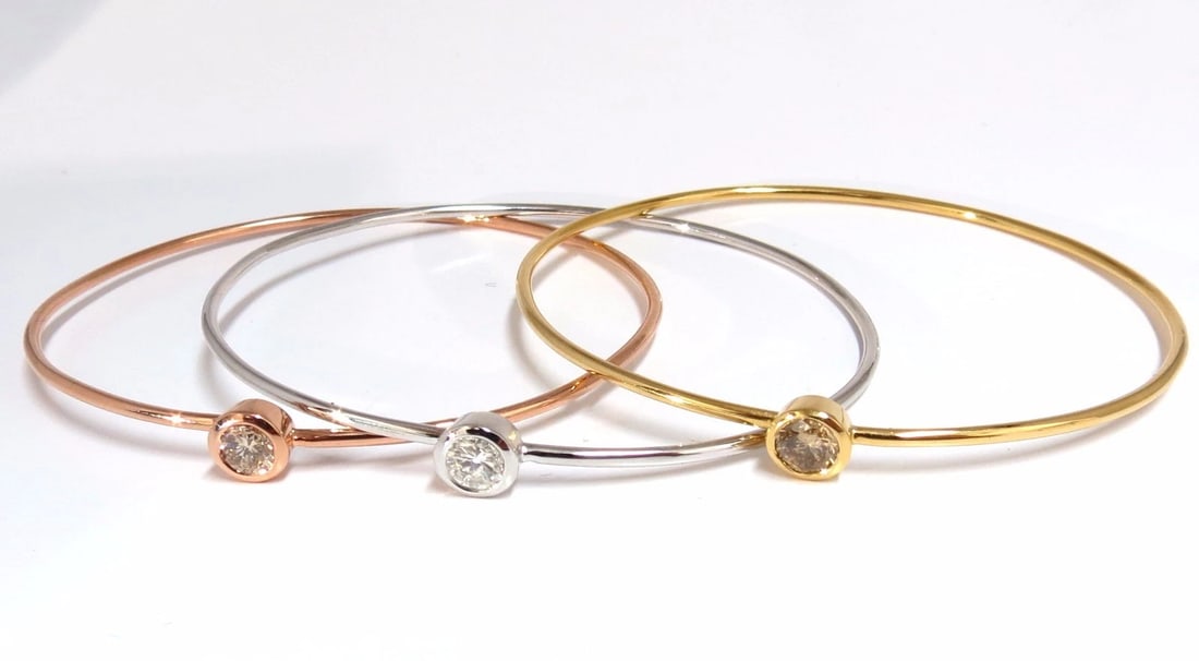 1.18CT Stackable Bangles Diamonds Bracelet 14KT Fancy Color Mod Interlock - 3
