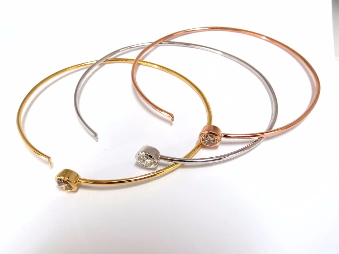 1.18CT Stackable Bangles Diamonds Bracelet 14KT Fancy Color Mod Interlock - 4