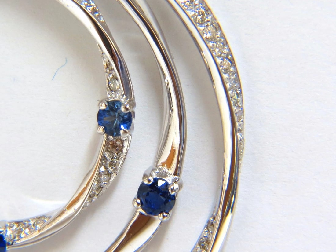 6.00ct Natural Diamonds Sapphire 3 Tier Dangle earrings 14kt gold Heart - 4
