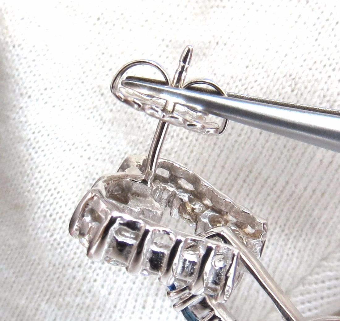 6.00ct Natural Diamonds Sapphire 3 Tier Dangle earrings 14kt gold Heart - 6