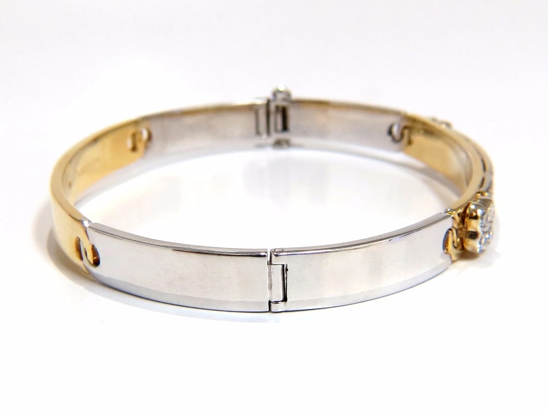 designer bangle bracelet 18kt 1.50ct. natural diamonds two toned mod - 3
