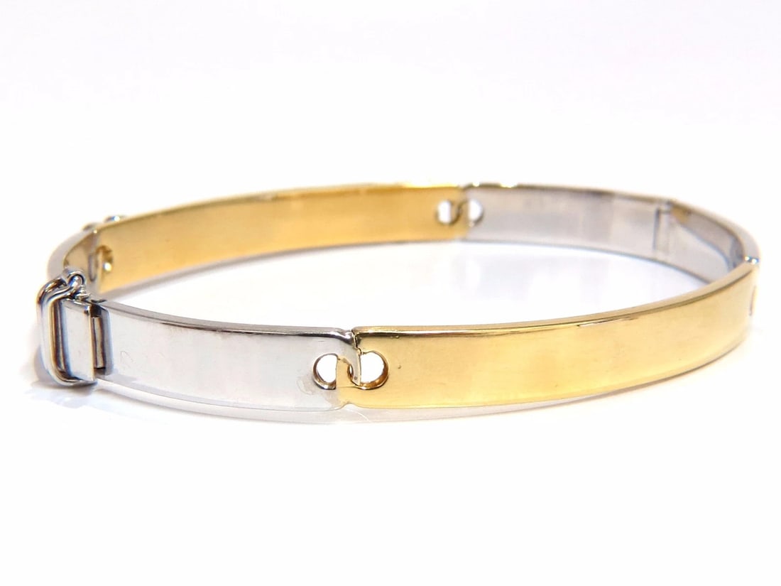 designer bangle bracelet 18kt 1.50ct. natural diamonds two toned mod - 5