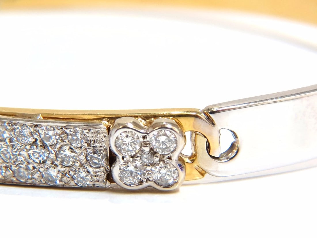 designer bangle bracelet 18kt 1.50ct. natural diamonds two toned mod - 6