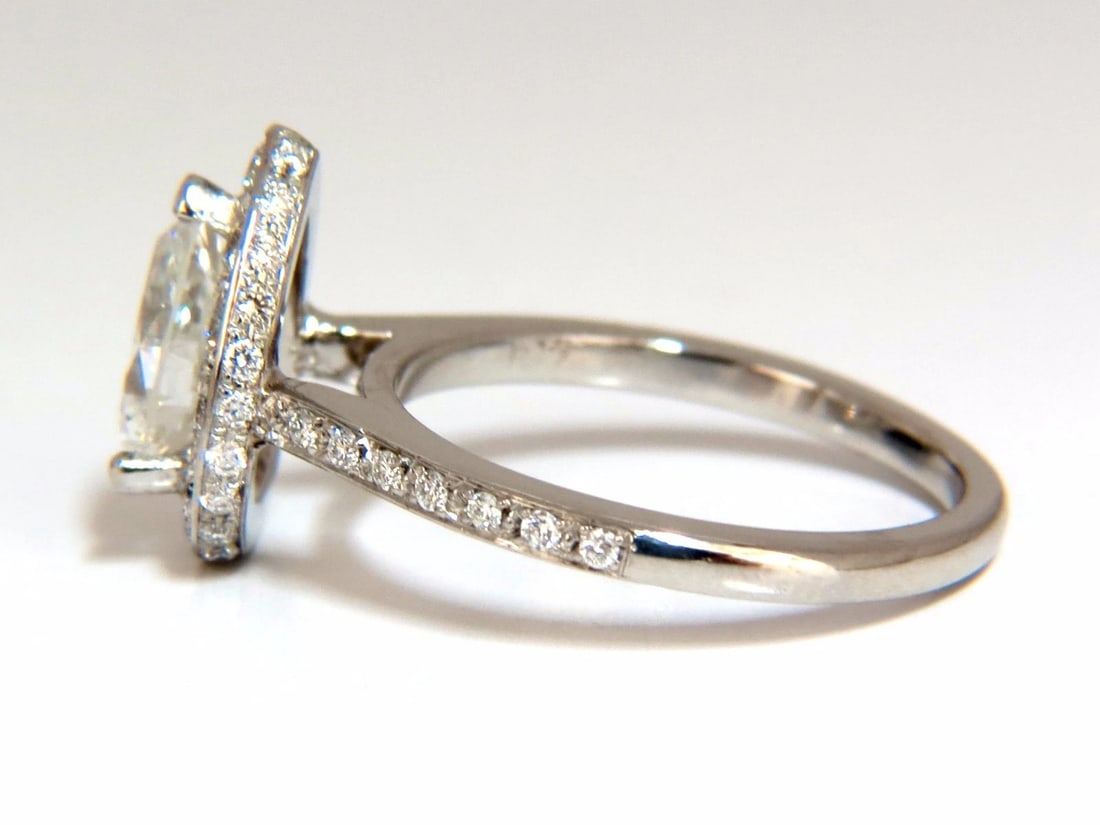 GIA Certified 1.15ct Pear Shape diamond ring 1.00ct. round accents platinum - 3