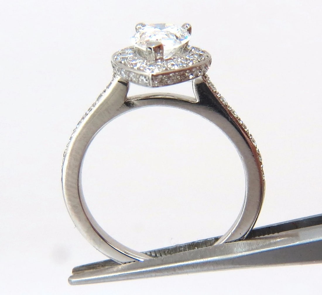 GIA Certified 1.15ct Pear Shape diamond ring 1.00ct. round accents platinum - 5