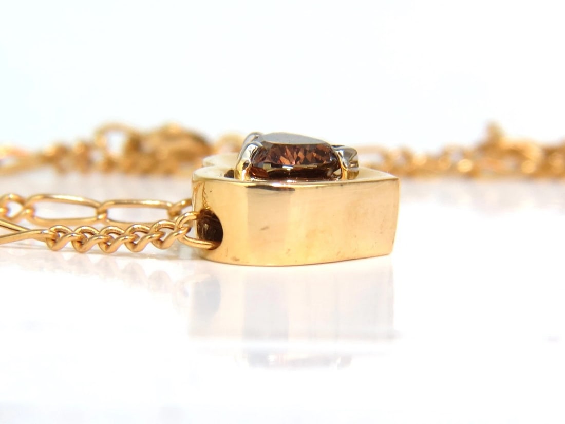 .78CT NATURAL PURE VIVID BROWN HEART CUT DIAMOND PENDANT 14KT NECKLACE+ - 6