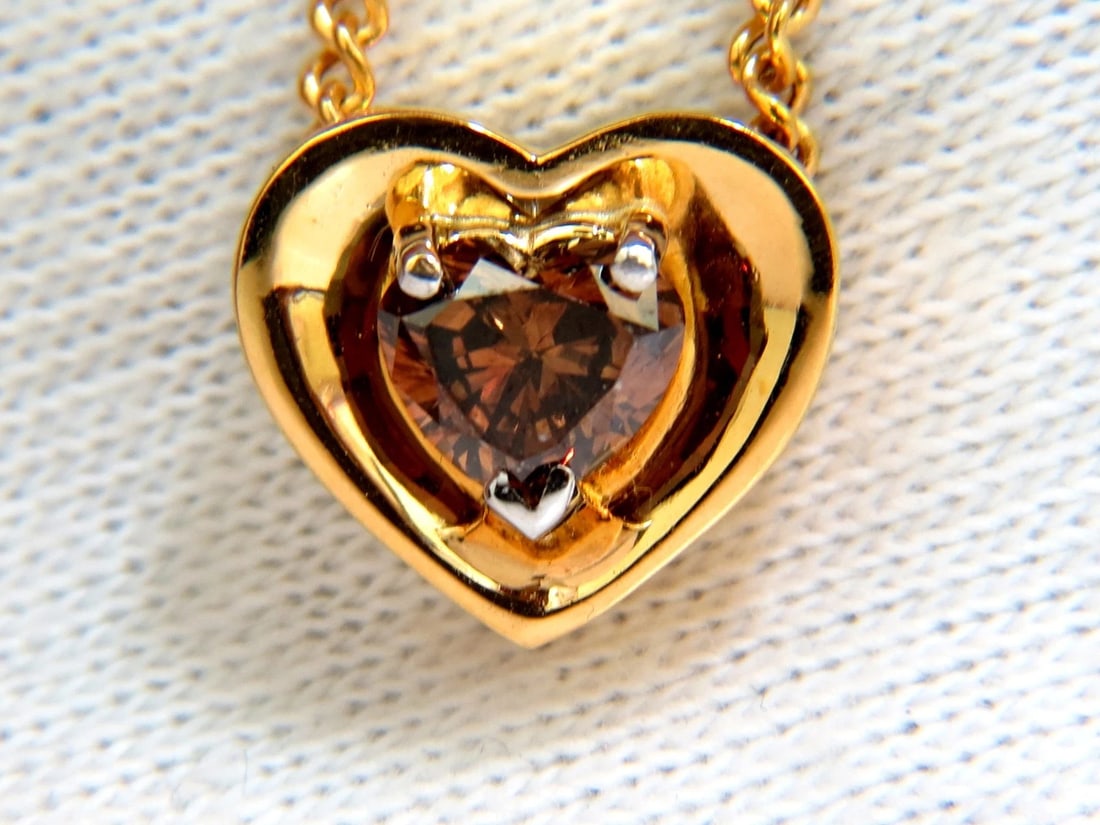 .78CT NATURAL PURE VIVID BROWN HEART CUT DIAMOND PENDANT 14KT NECKLACE+ - 8