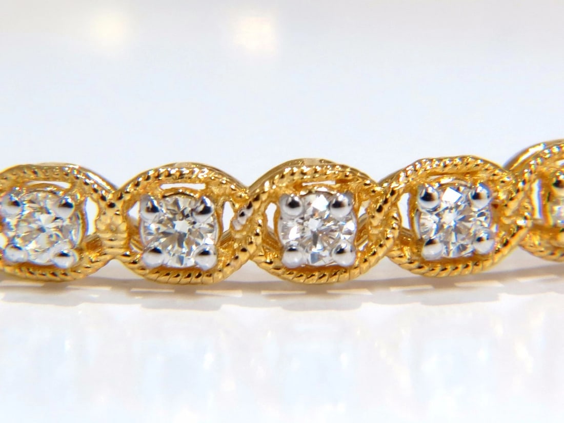 1.37ct Rope Twist Encased Natural Round Diamonds Bangle Bracelet 14 karat - 2