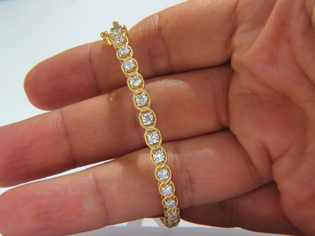 1.37ct Rope Twist Encased Natural Round Diamonds Bangle Bracelet 14 karat - 4