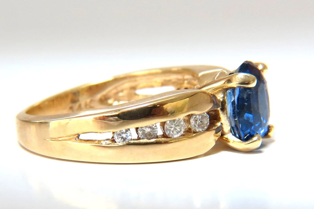 GIA Certified 2.66ct natural no heat sapphire diamond ring 14kt. unheated blue - 3