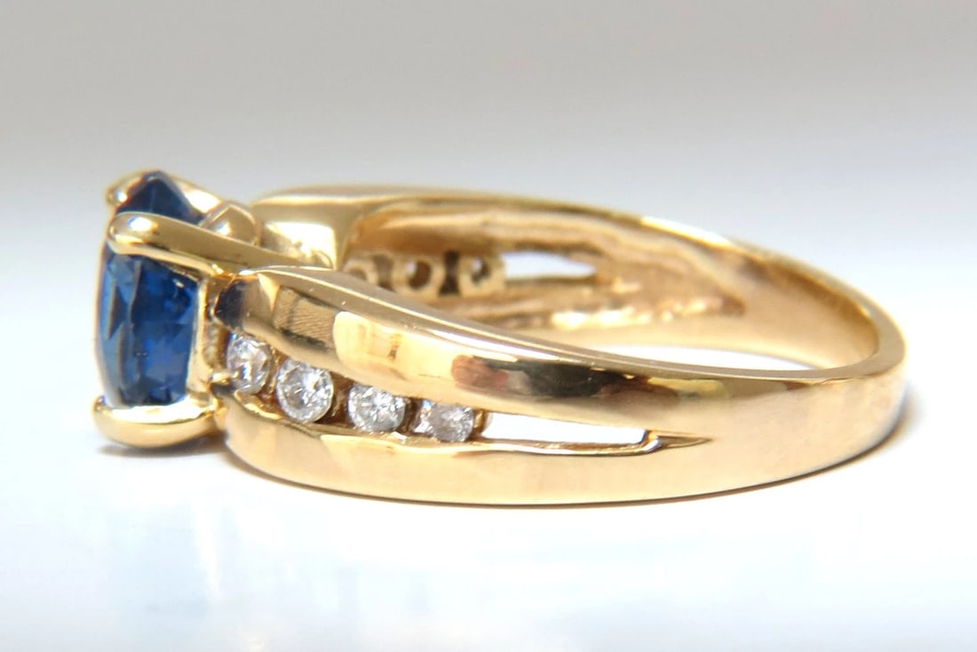GIA Certified 2.66ct natural no heat sapphire diamond ring 14kt. unheated blue - 4