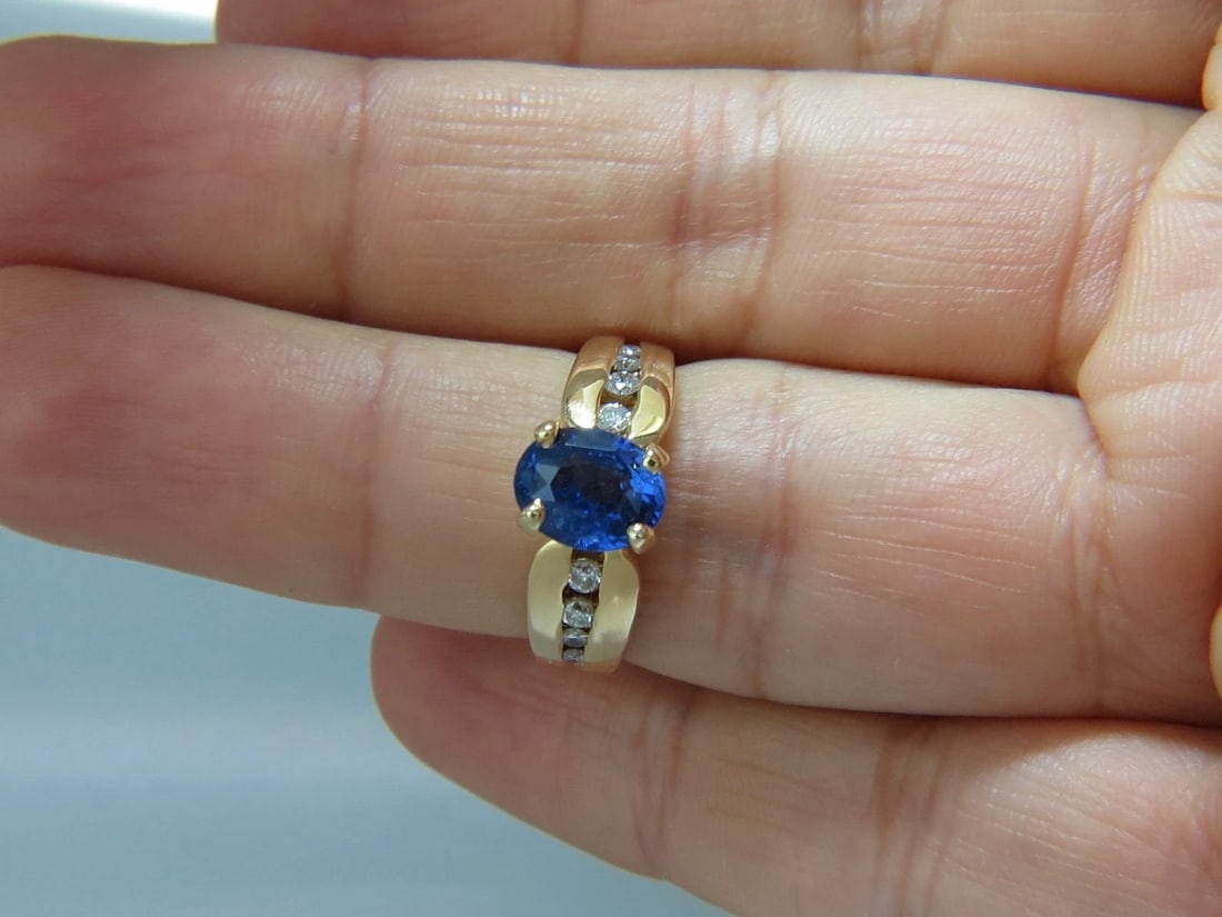 GIA Certified 2.66ct natural no heat sapphire diamond ring 14kt. unheated blue - 6
