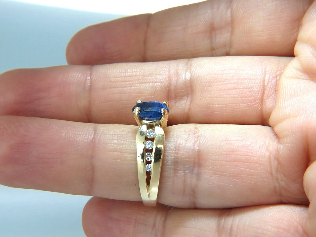 GIA Certified 2.66ct natural no heat sapphire diamond ring 14kt. unheated blue - 7