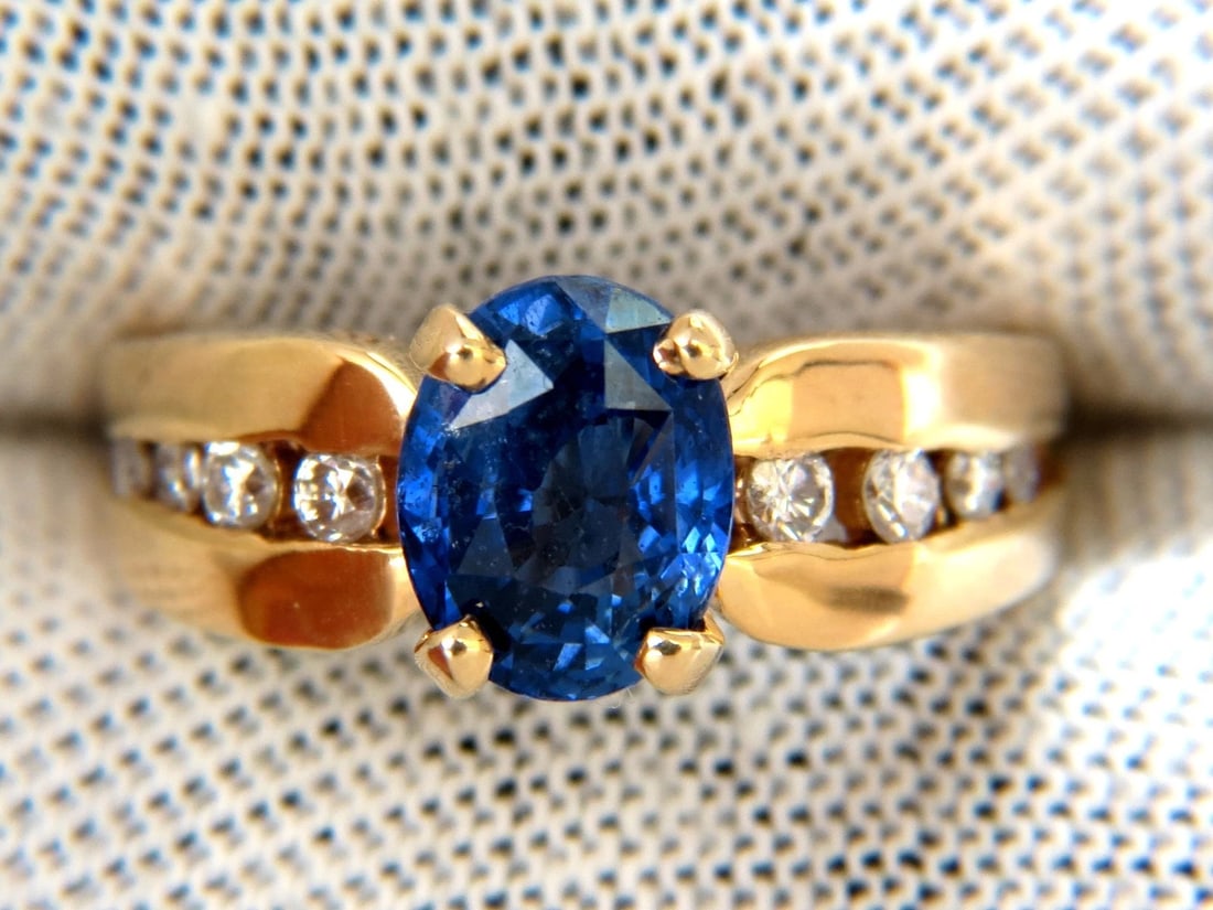 GIA Certified 2.66ct natural no heat sapphire diamond ring 14kt. unheated blue - 8