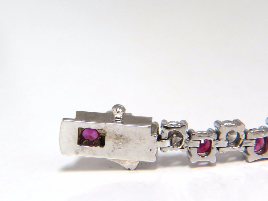 5.96ct natural ruby diamonds alternating tennis bracelet 14kt - 2