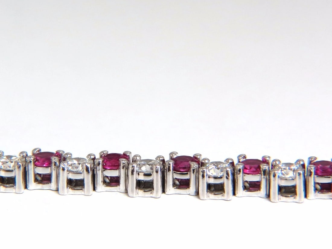 5.96ct natural ruby diamonds alternating tennis bracelet 14kt - 3