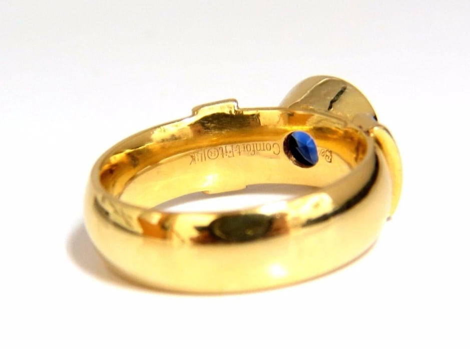1.50ct natural vivid blue round sapphire diamonds ring 14kt Benchmark Comfort - 7