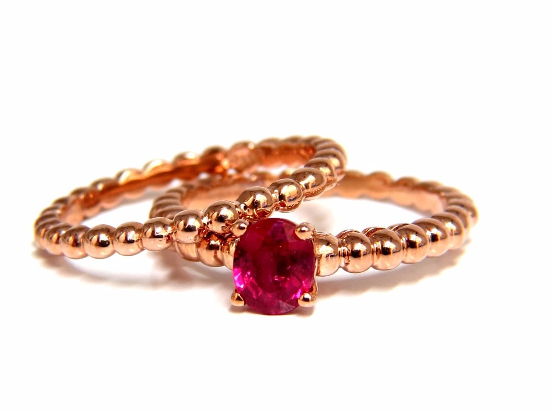 .82ct natural vivid bright ruby solitaire ring & band 14kt - 2