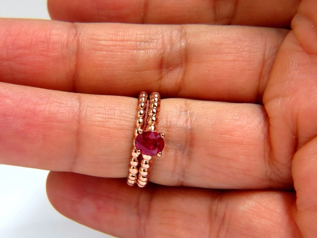 .82ct natural vivid bright ruby solitaire ring & band 14kt - 4