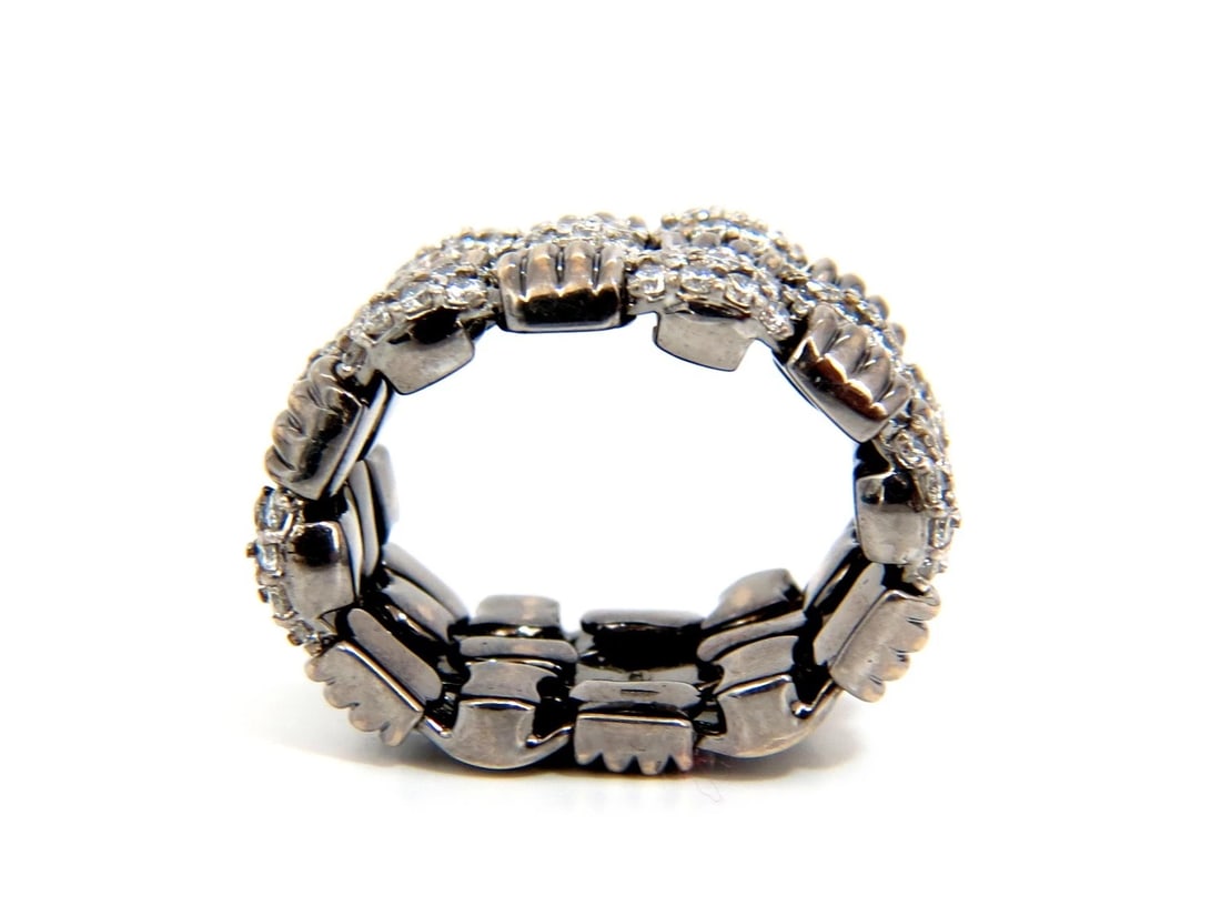 2.87CT Hinged Flex Grill Weave Cross Hatch Deco Natural Diamonds Ring 18KT - 3