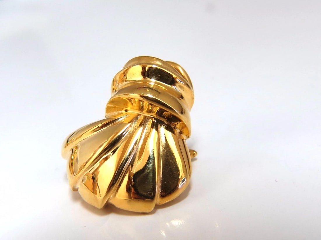 14kt shell form 3d clip on earrings 19 gram - 2