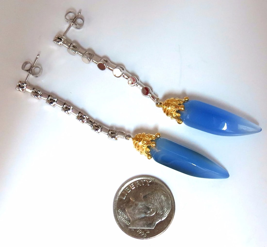 Natural Chalcedony Dangle earrings 14kt - 4