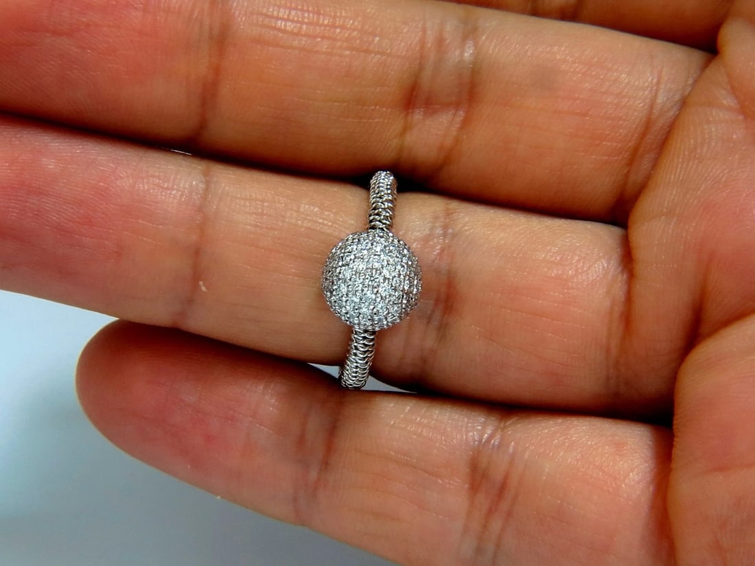 .76ct natural diamonds bead set ball ring 18kt + coil wire wrapped shank g/vs - 4