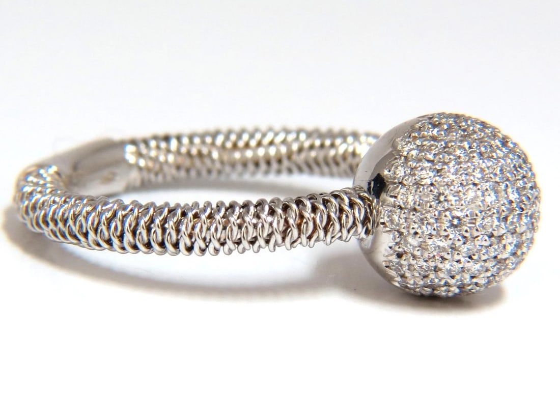 .76ct natural diamonds bead set ball ring 18kt + coil wire wrapped shank g/vs - 5