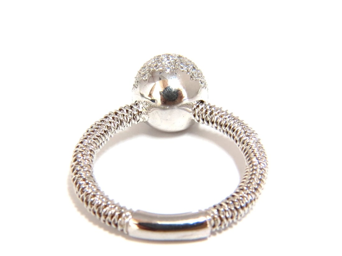 .76ct natural diamonds bead set ball ring 18kt + coil wire wrapped shank g/vs - 6