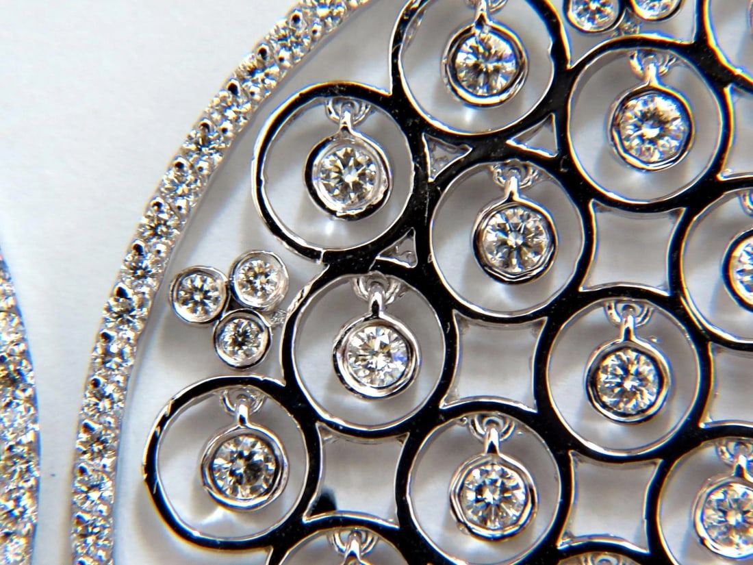 5.70ct natural diamonds floating grill dangle earrings 14kt circles - 4