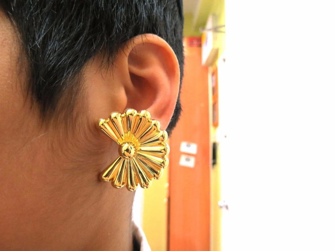 18kt 3D Bohemian Hobo Chick Retro Clip Earrings Prime Shabby - 5