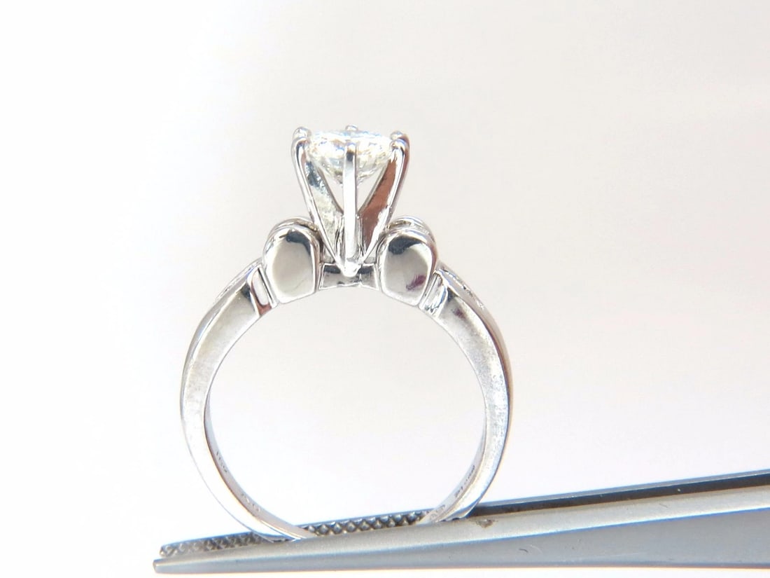 GIA Certified 1.40ct round natural diamond ring & Matching band Platinum H/VS - 2