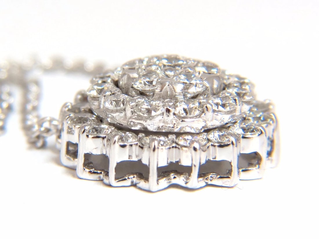 1.50ct diamonds halo cluster necklace 14kt. G/VS - 4