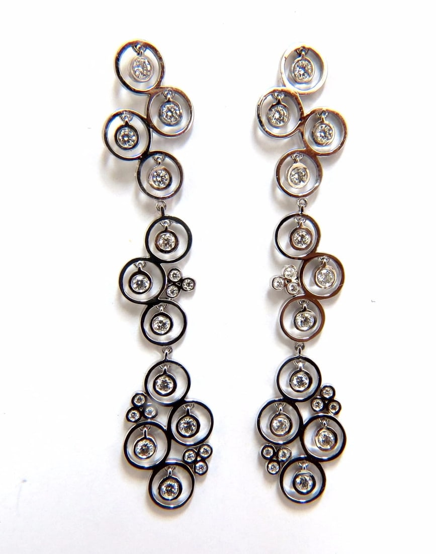 1.00ct diamonds floating circle dangle earrings 14kt bubble sparkles - 2