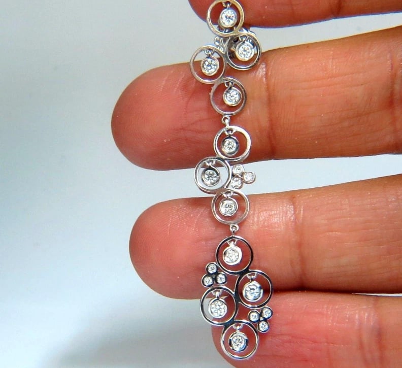 1.00ct diamonds floating circle dangle earrings 14kt bubble sparkles - 3