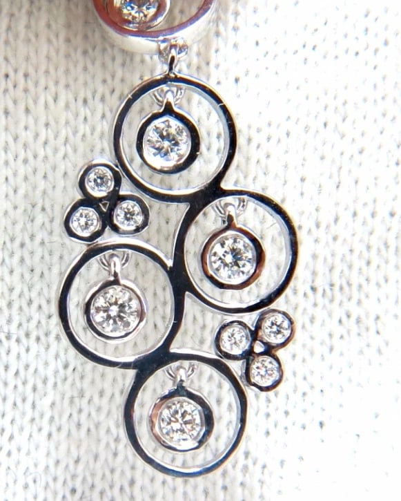 1.00ct diamonds floating circle dangle earrings 14kt bubble sparkles - 4