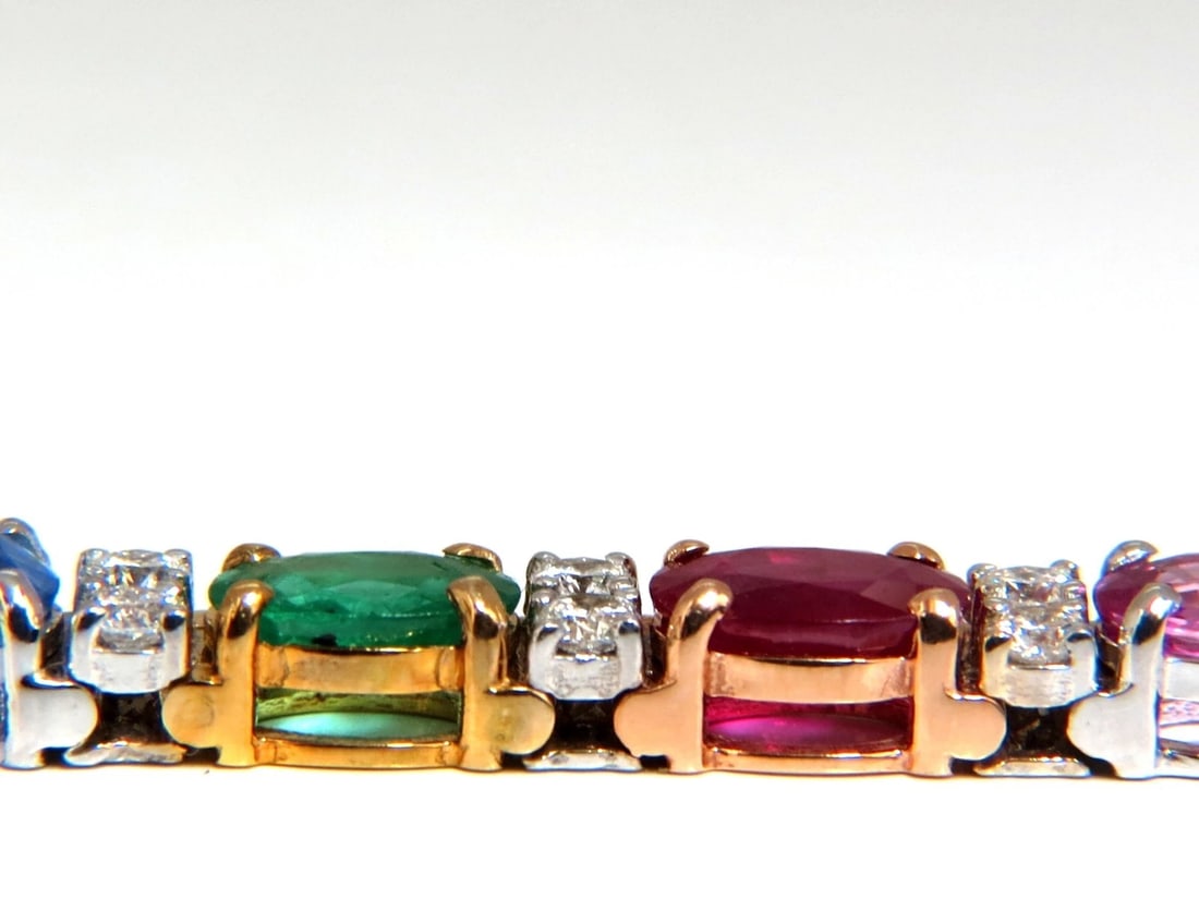 22.90ct natural sapphires emeralds ruby diamond tennis bracelet 14 karat - 3