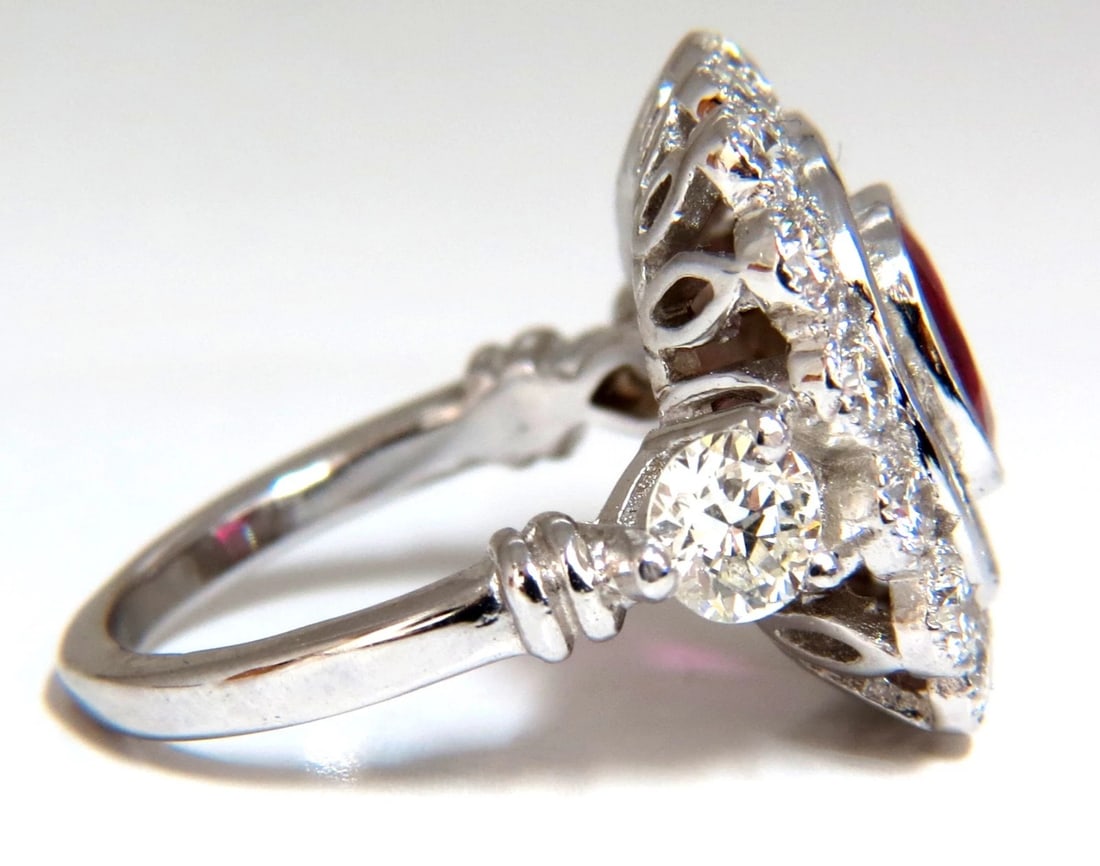 Ballerina Cocktail Cluster No Heat Ruby Diamond Ring 4.58ct. 18 Karat*V - 3