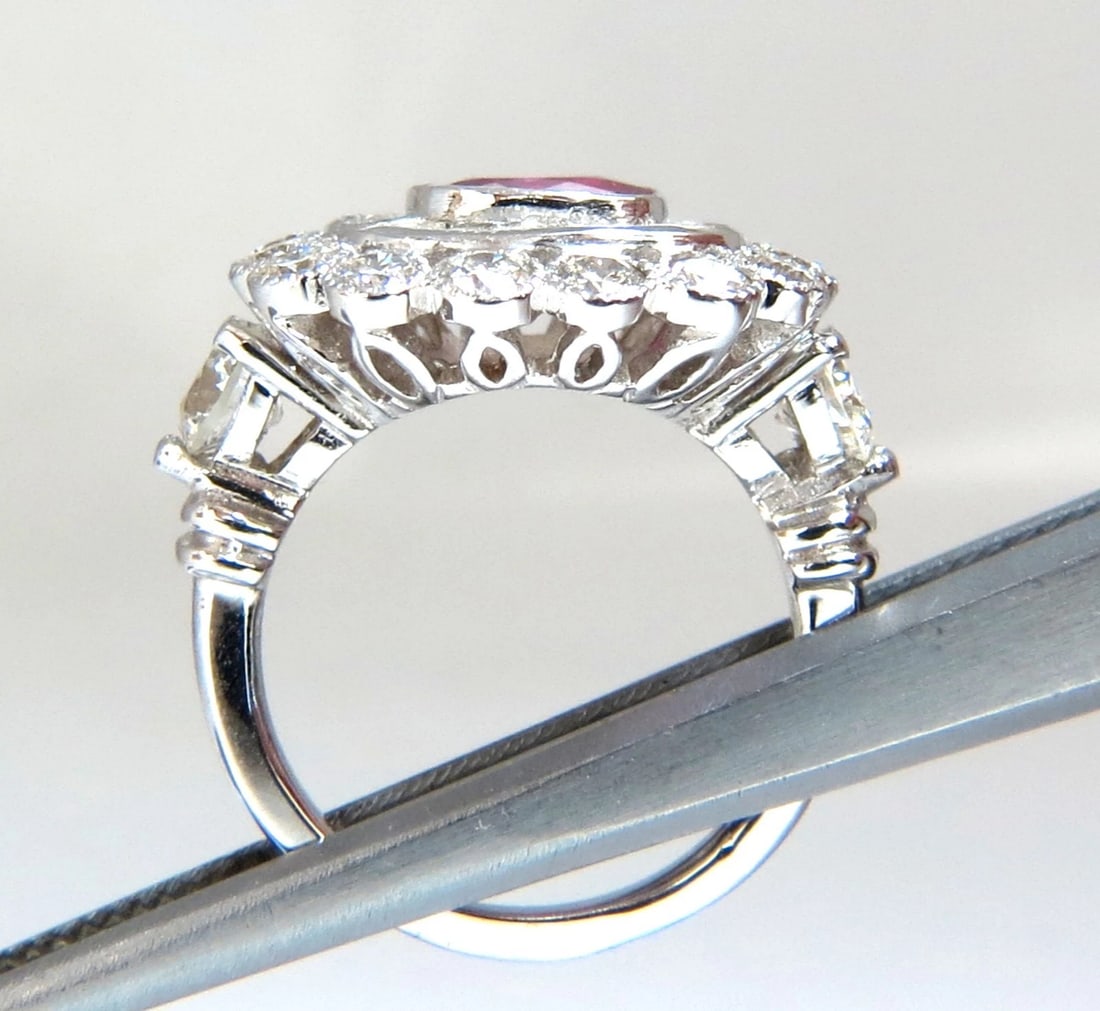 Ballerina Cocktail Cluster No Heat Ruby Diamond Ring 4.58ct. 18 Karat*V - 4