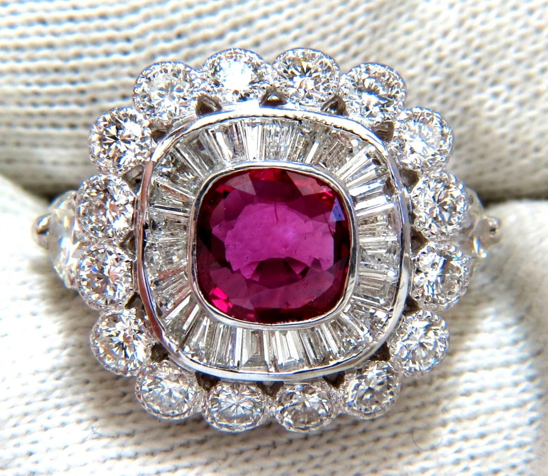 Ballerina Cocktail Cluster No Heat Ruby Diamond Ring 4.58ct. 18 Karat*V - 5