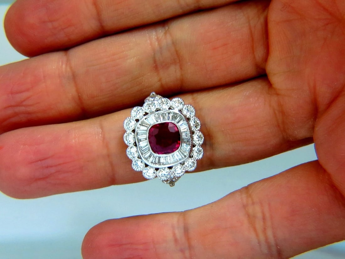 Ballerina Cocktail Cluster No Heat Ruby Diamond Ring 4.58ct. 18 Karat*V - 6