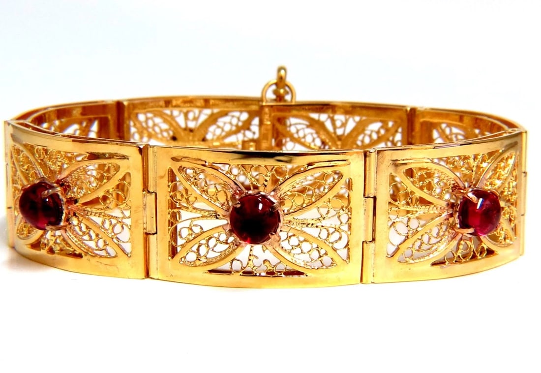 7.40ct Natural Spinel Open Gilt Vintage Bracelet 14 Karat gold - 2
