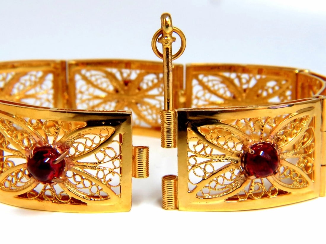 7.40ct Natural Spinel Open Gilt Vintage Bracelet 14 Karat gold - 5